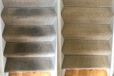 Carpeted Stairs Before and After Deep Cleaning